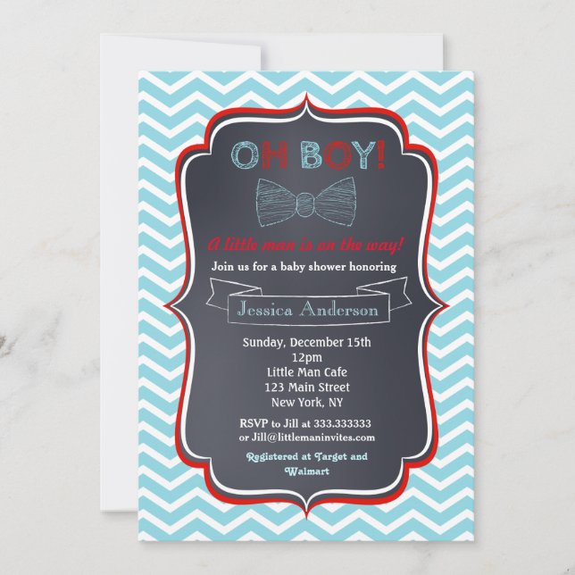 Lilla man Bowtie Baby Shower-inbjudningar Inbjudningar (Framsida)