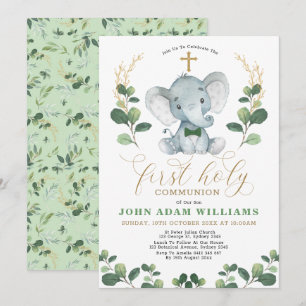 Lilla man Jungle Elephant First Heliga Commune Inbjudningar