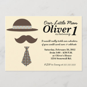Lilla man Mustache Bash Birthday Inbjudan
