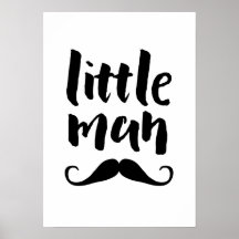 Lilla man mustasch barn skriver ut poster