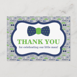 Lilla man Tack, Bow Tie, Blue, Grönt Tack Kort