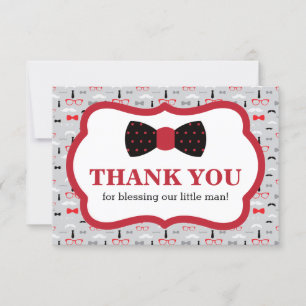 Lilla man, tack, ditt kort, Red, Black, Bow Tie Tack Kort