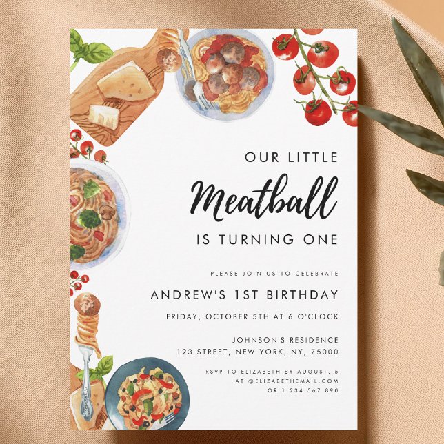 Lilla Meatball Italienska födelsedag Inbjudningar (Skapare uppladdad)