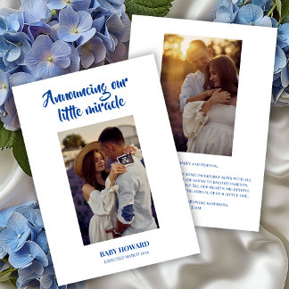 Lilla Miracle Blue Photo Gravid-meddelande Inbjudningar
