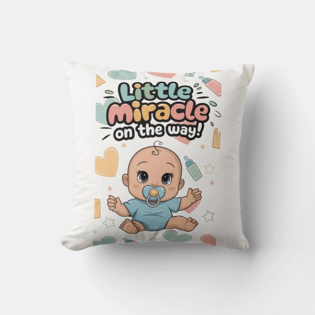 Lilla Miracle på vägen. Nyfödd bebis kommer. Kudde (Framsida)