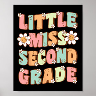 Lilla miss Andra Klass Cute Groovy Första dagen av Poster