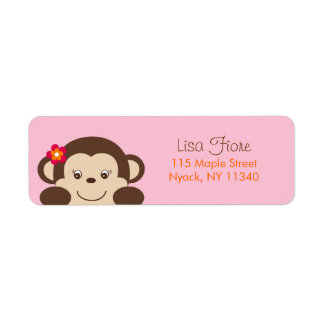 Lilla miss Monkey Baby Shower-Adressetiketter Returadress Etikett