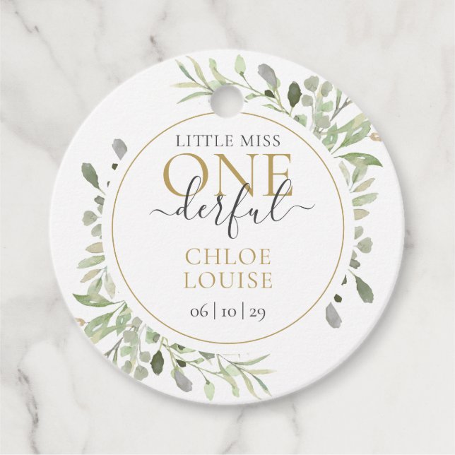 Lilla miss Mr ONE00 Första födelsedag Gåvor Etiketter (Framsida)