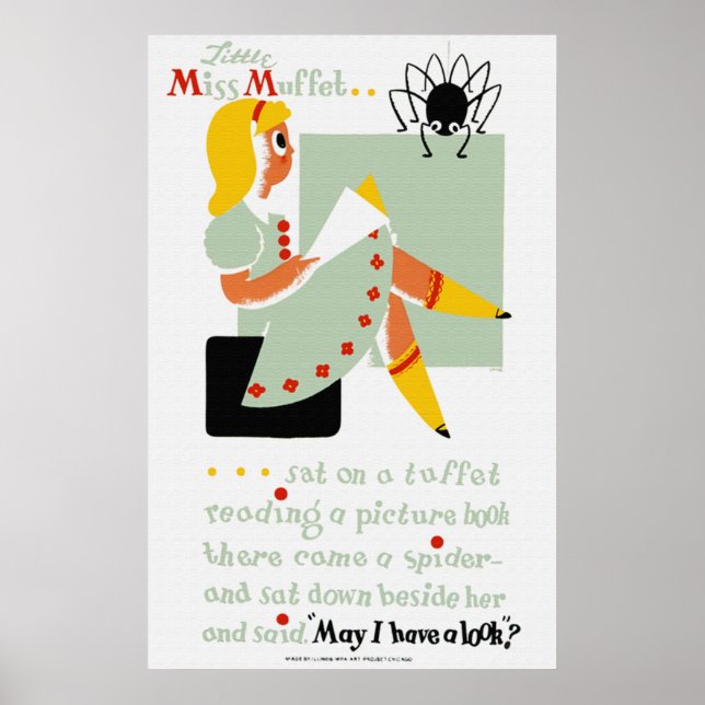 Lilla miss Muffet Reading Poster (Framsidan)