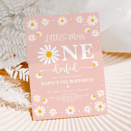  lilla miss ONEderful Daisy Flowers Birthday Inbjudningar