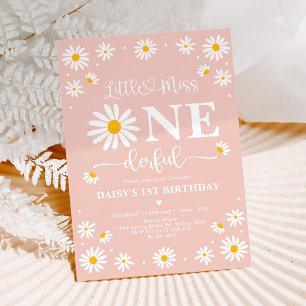  lilla miss ONEderful Daisy Flowers Birthday Inbjudningar
