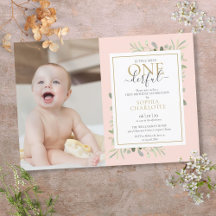 Lilla Miss ONEderful rosa flicka 1-års fotofödsela