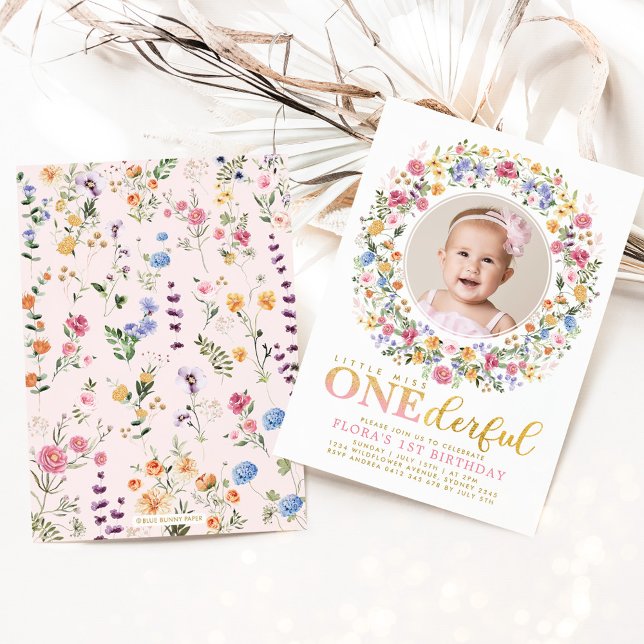 Lilla miss ONEderful WildblomGarden Birthday I Inbjudningar (Skapare uppladdad)