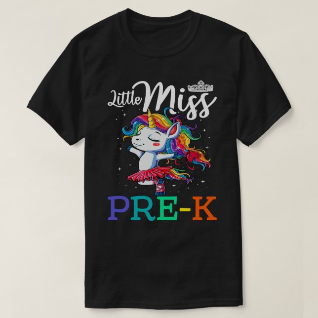 Lilla miss PRE-K Första dagen då skolflickor ges t T Shirt (Design framsida)