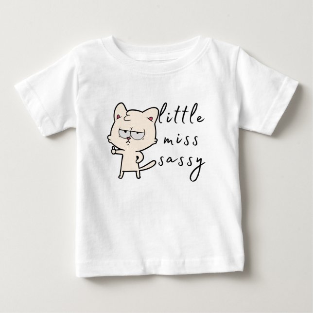 Lilla miss Sassy (tummen upp katt) T Shirt (Framsida)