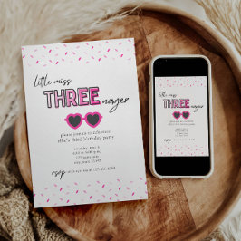 Lilla Miss Threenager 3:e födelsedagsinbjudan Inbjudningar