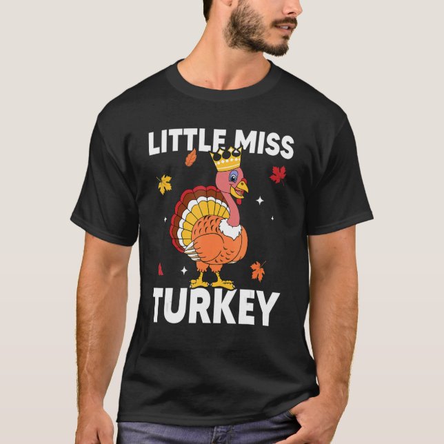 Lilla miss Turkiet hösten Fall Y Thanksgiving T Shirt (Framsida)