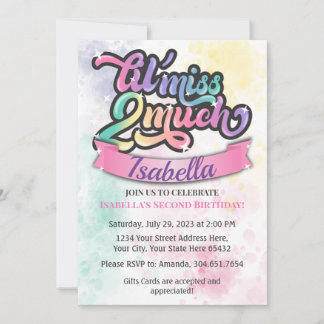 Lilla miss TWO mycket födelsedagsinbjudan! Inbjudningar