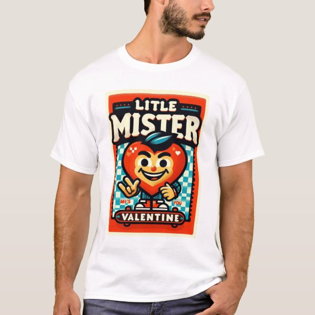 Lilla Mister - Hjärtfylld Roligt på Skateboard T Shirt (Framsida)