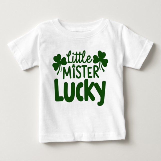Lilla Mister Lucky - Söta Shamrockar T Shirt (Framsida)