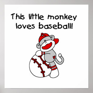 Lilla Monkey Kärlek Baseball T-shirts och presente Poster