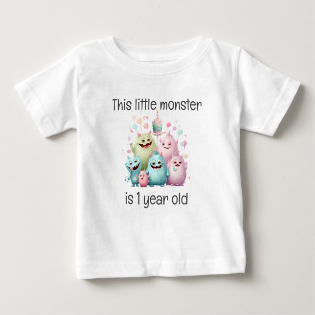 Lilla monster 1-årsdag t shirt (Framsida)
