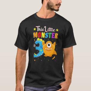 Lilla monster 3:e födelsedag Party Monster 3 år T Shirt