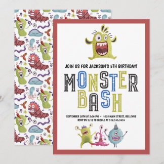 Lilla Monster Bash Bird Day Inbjudningar