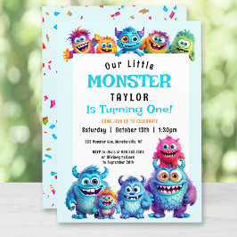 Lilla Monster Boy 1:a födelsedagsinbjudan Inbjudningar