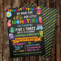 Lilla monster Chalkboard 3:e och 5:e gemensamma fö