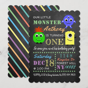 Lilla monster Chalkboard, vilken ålder som helst Inbjudningar