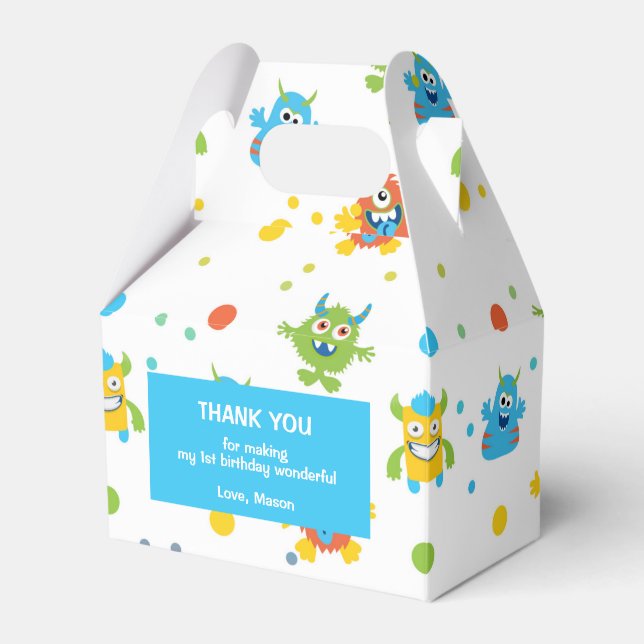Lilla monster födelsedag presentaskar (Framsidan Sidan)
