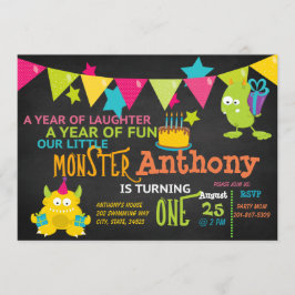 Lilla Monster som bjuder in en födelsedag Inbjudningar