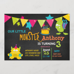 Lilla Monster Turning 3-dagars inbjudan