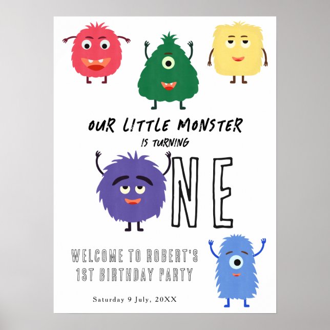 Lilla Monstret Första Födelsedagsfest Poster (Framsidan)