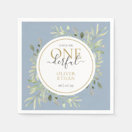 Lilla Mr ONEunderbar Elegant Första födelsedag Blu Pappersservett