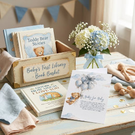 Lilla Nalle Björn Blå Ballonger Moln Baby Pojke Tilläggskort