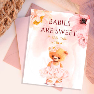 Lilla nalle blomma princess rosa water color fototryck