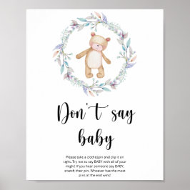 Lilla nalle Säg inte baby Poster