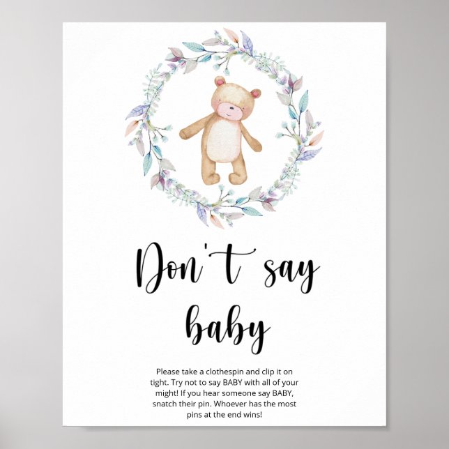 Lilla nalle Säg inte baby Poster (Framsidan)