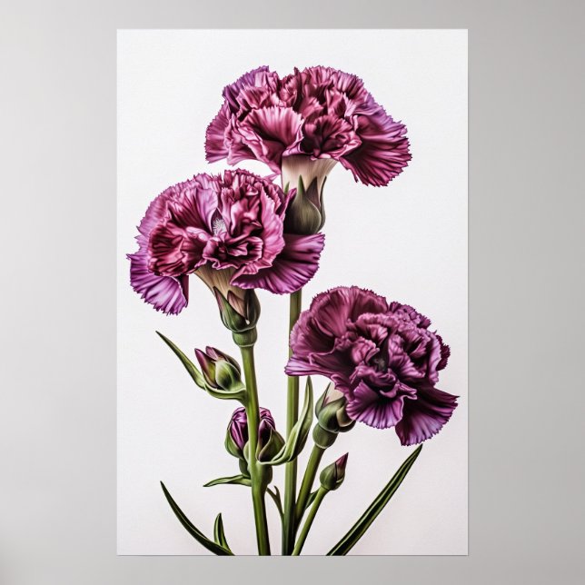 Lilla Nejlikor Blommig Konsttryck Poster (Framsidan)