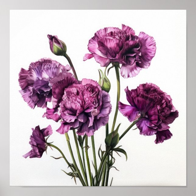 Lilla Nejlikor Blommig Konsttryck Poster (Framsidan)