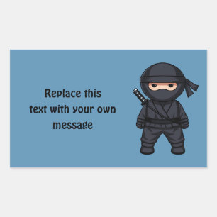 Lilla Ninja Warrior på Blåa Rektangulärt Klistermärke
