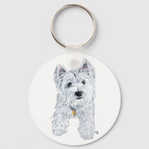 Lilla Nyfikna Westie Nyckelring