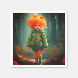 Lilla Orange-högtalad flicka Pappersservett