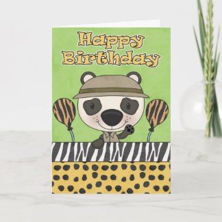 Lilla Panda Bear Safari Birthday Card Kort