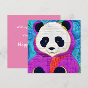 Lilla Panda - Quilt-like Design Kort