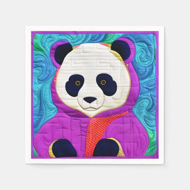 Lilla Panda - Quilt-like Design Pappersservett (Framsidan)
