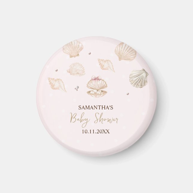 Lilla pärlsnigelskal prickar babyfirande magnet (Framsidan)