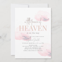 Lilla Peace of Heaven Girl Cloud Baby Shower Rosa Inbjudningar